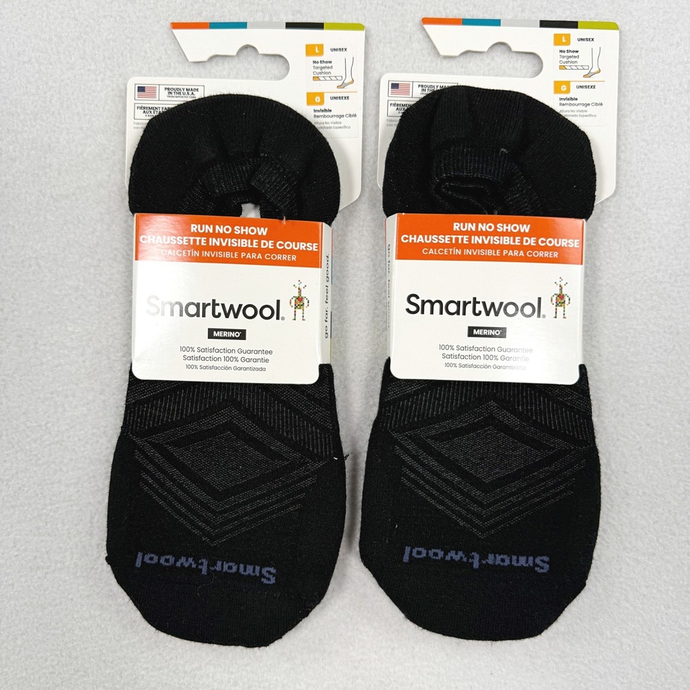 Smartwool Run No Show Targeted Cushion Socks 2 Pack Black / Size L Unisex